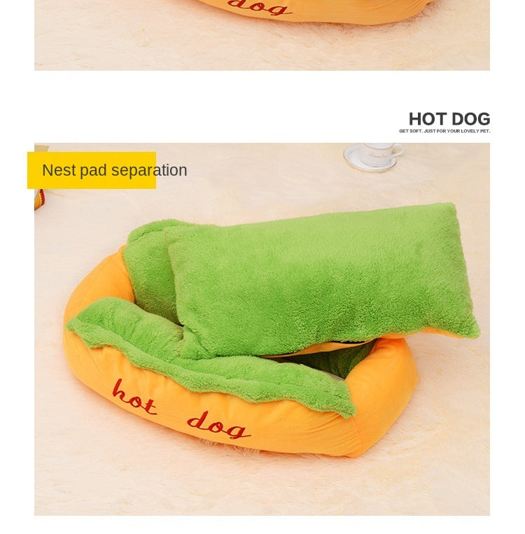 Hot Dog Pet Bed for Small Dogs - American Bark Bliss