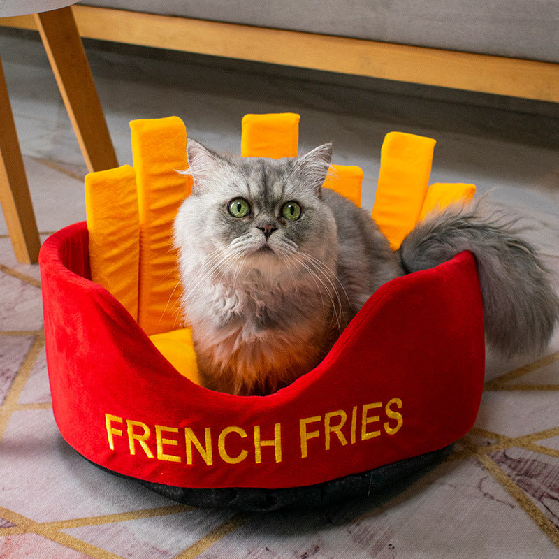 Hamburger Fries Pet Bed for Small Pets - American Bark Bliss