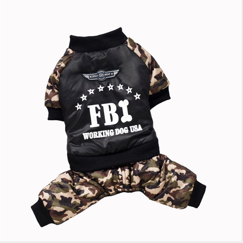 FBI Camouflage Dog Jumpsuit Pants - American Bark Bliss