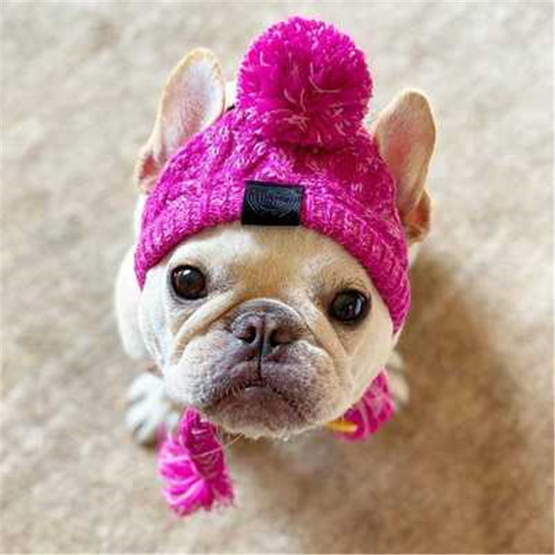 Knitted Pet Hats with Fluffy Ball for Winter - American Bark Bliss