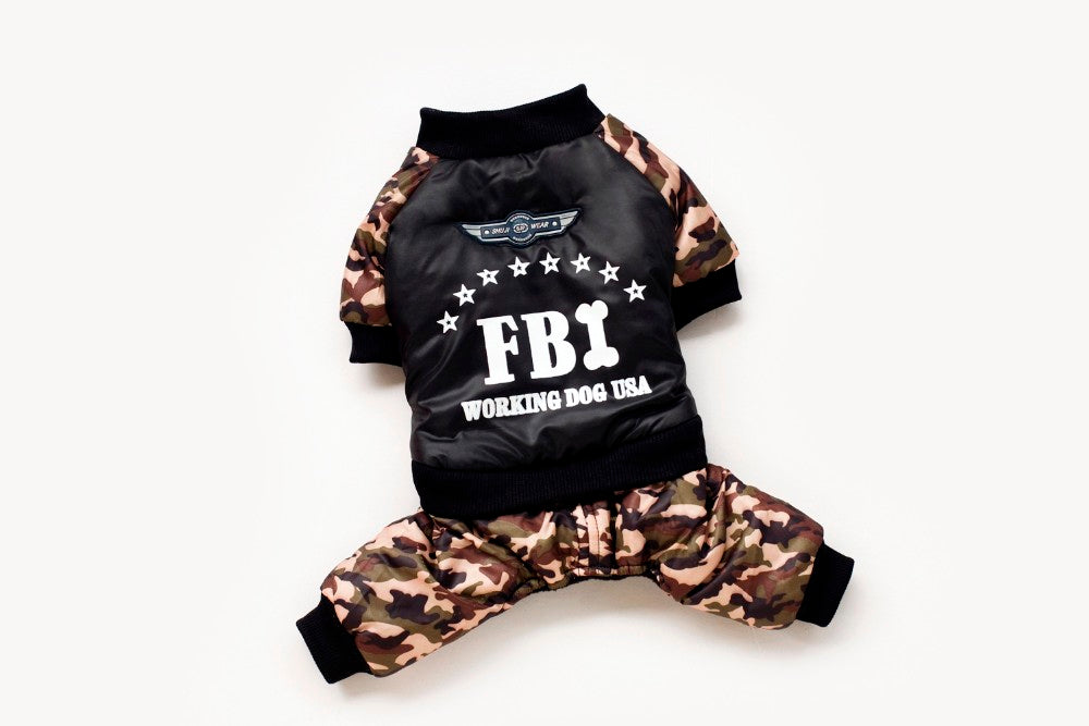 FBI Camouflage Dog Jumpsuit Pants - American Bark Bliss