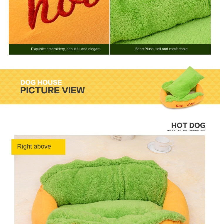 Hot Dog Pet Bed for Small Dogs - American Bark Bliss
