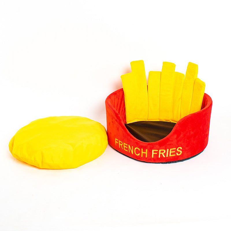 Hamburger Fries Pet Bed for Small Pets - American Bark Bliss