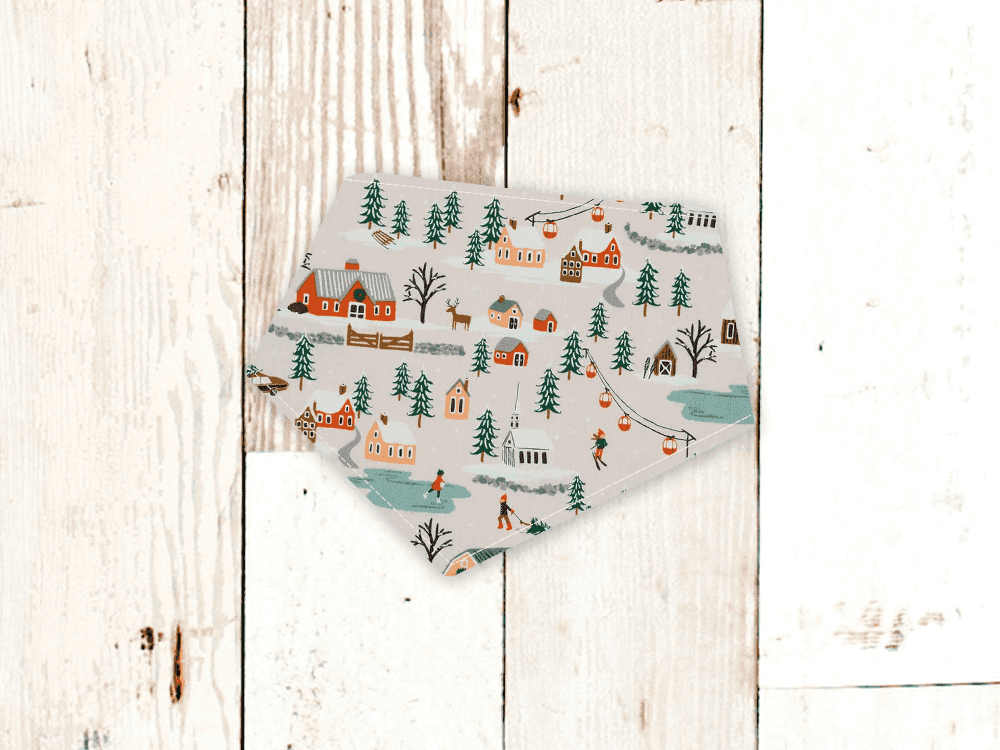"Holiday Village Cream" Dog Bandana - American Bark Bliss