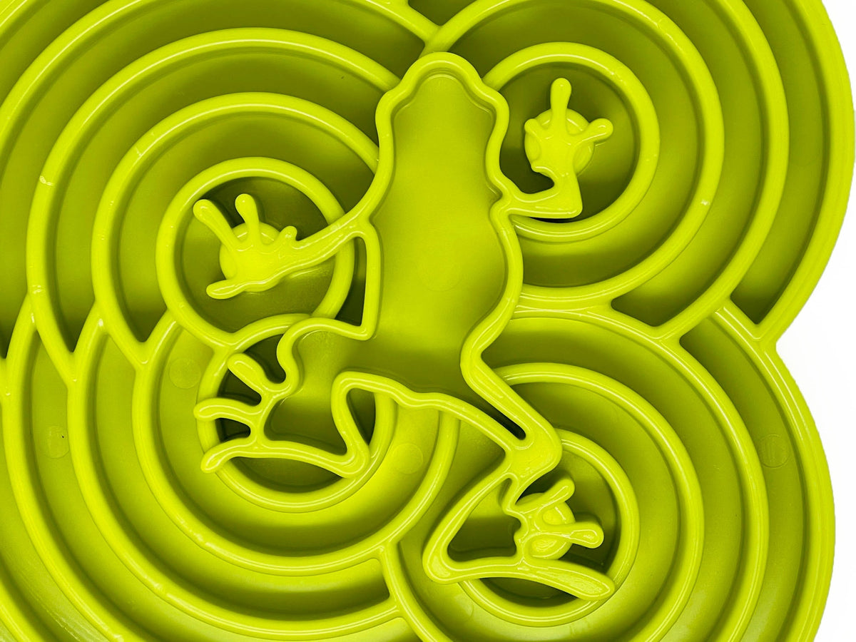 Water Frog eTray - Shallow Slow Feeder Dog Bowl for Enrichment | USA Made - American Bark Bliss