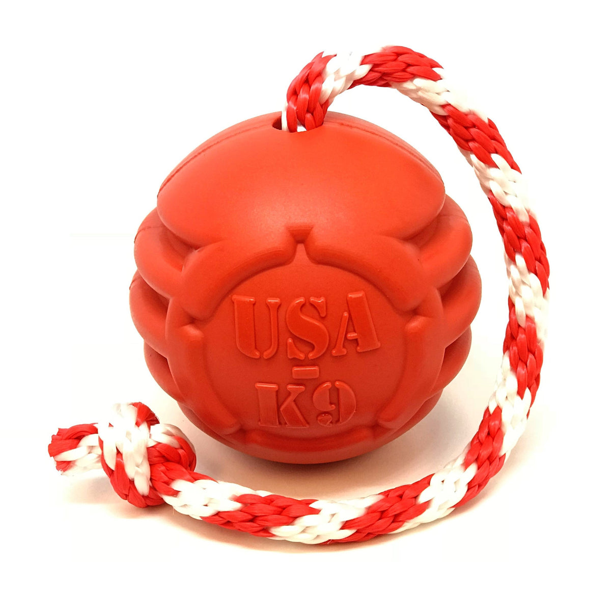 USA-K9 Stars and Stripes Ultra-Durable Durable Rubber Chew Toy, Reward Toy, Tug Toy, and Retrieving Toy - Red - American Bark Bliss