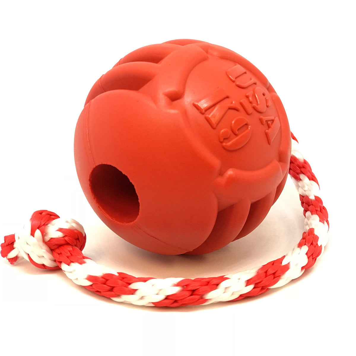 USA-K9 Stars and Stripes Ultra-Durable Durable Rubber Chew Toy, Reward Toy, Tug Toy, and Retrieving Toy - Red - American Bark Bliss