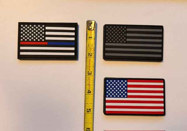 Black/Grey US American Flag Patch - Heavy Duty PVC/Rubber