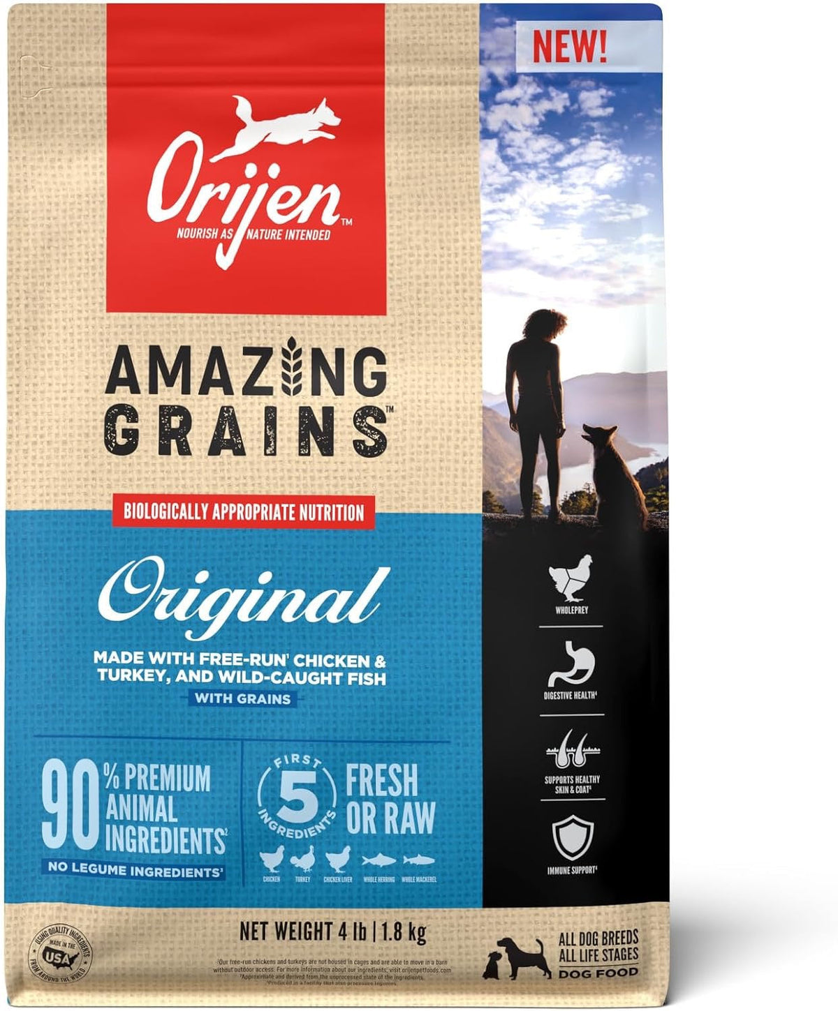 Orijen Amazing Grains Original Dry Dog Food - American Bark Bliss