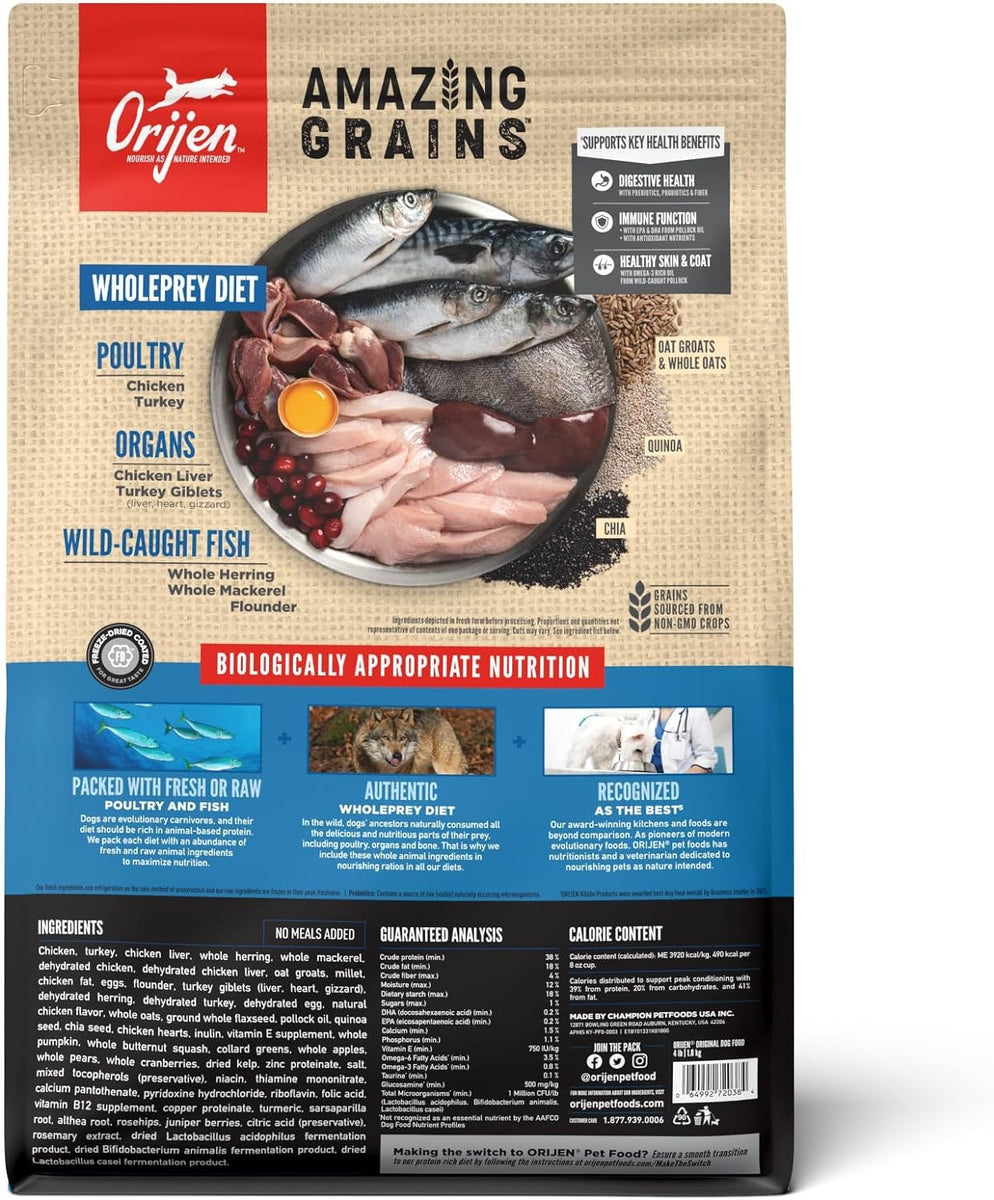 Orijen Amazing Grains Original Dry Dog Food - American Bark Bliss