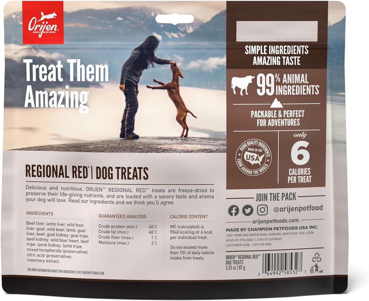Orijen Regional Red Freeze Dried Dog Treats (3.25oz) - American Bark Bliss