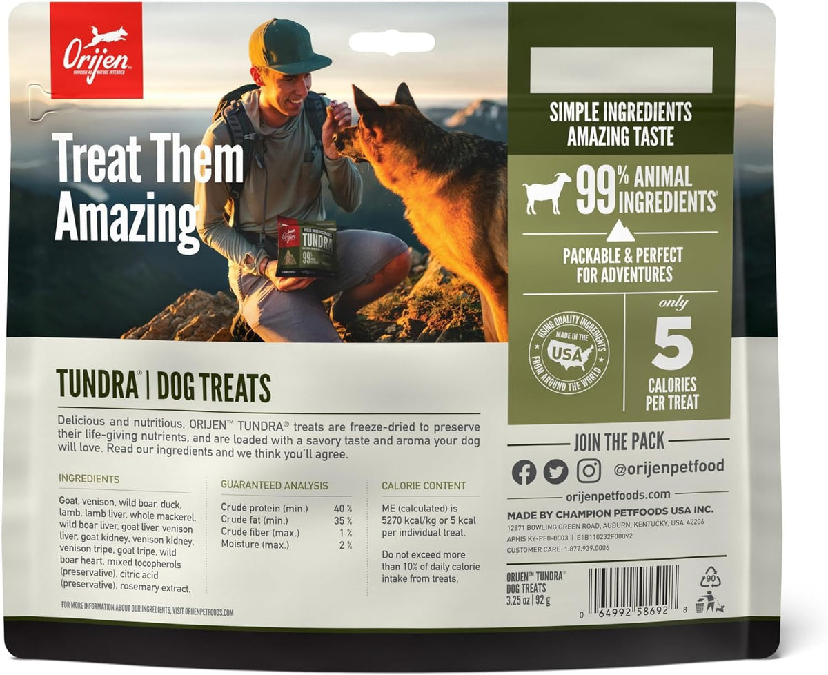 Orijen Tundra Freeze Dried Dog Treats (3.25oz) - American Bark Bliss