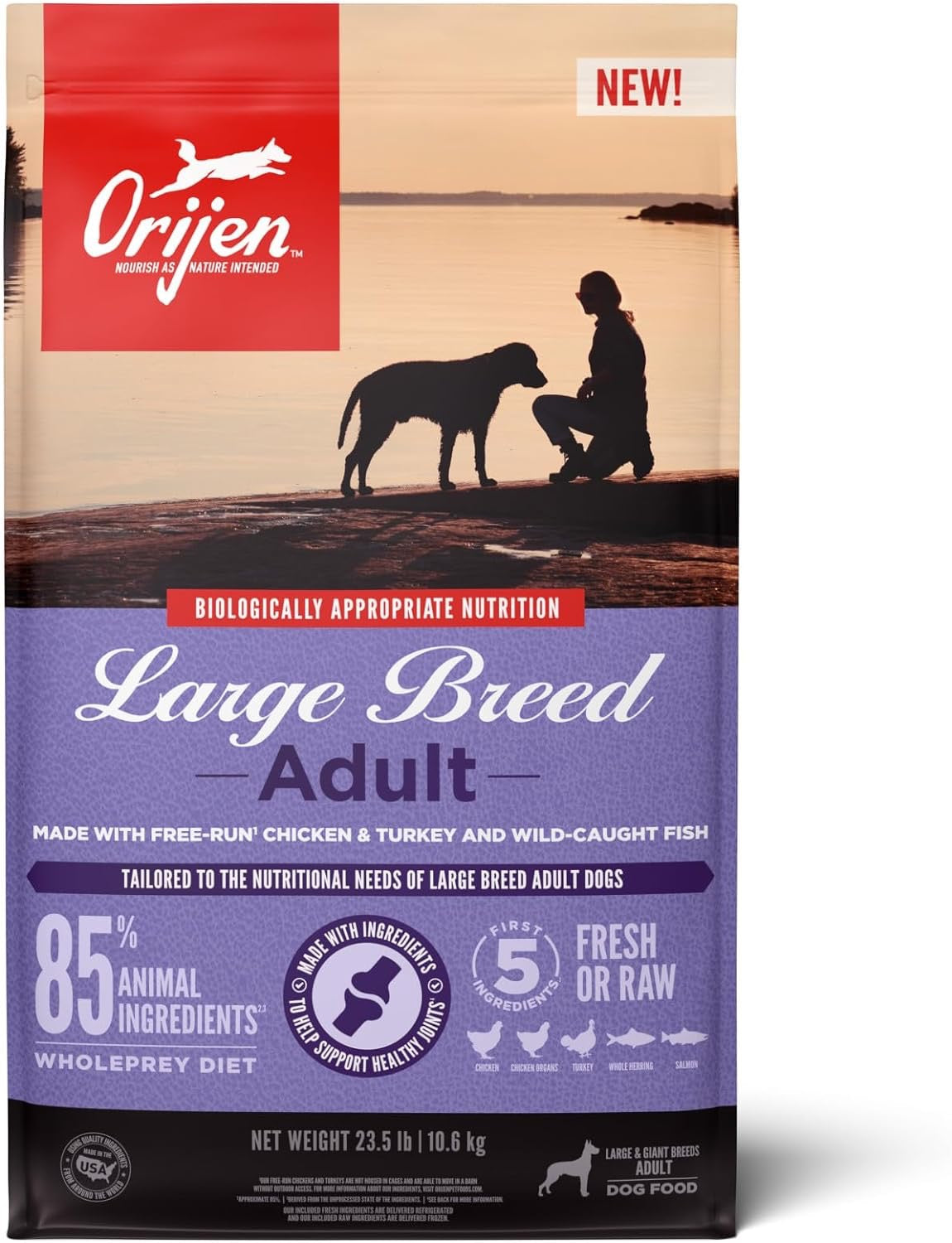 Orijen Large Breed Adult Dry Dog Food (23.5lb) - American Bark Bliss