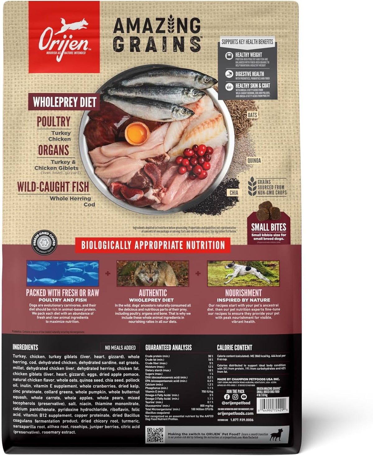 Orijen Amazing Grains Small Breed Dry Dog Food - American Bark Bliss