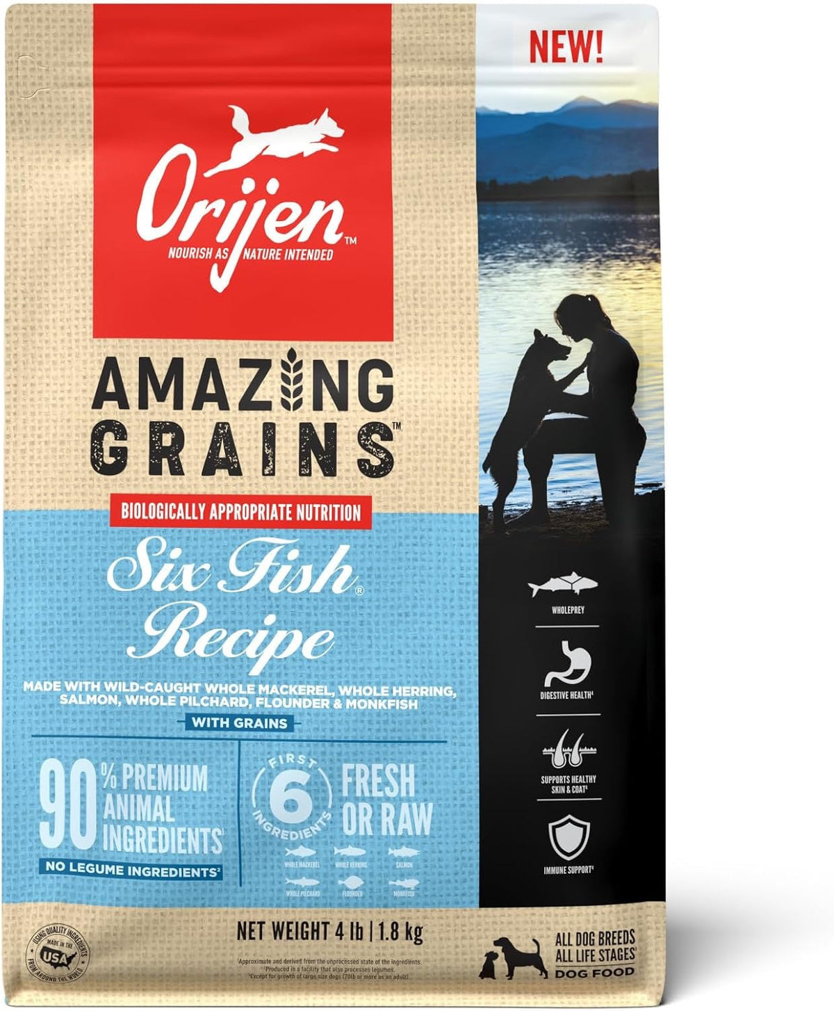 Orijen Amazing Grains Six Fish Dry Dog Food - American Bark Bliss