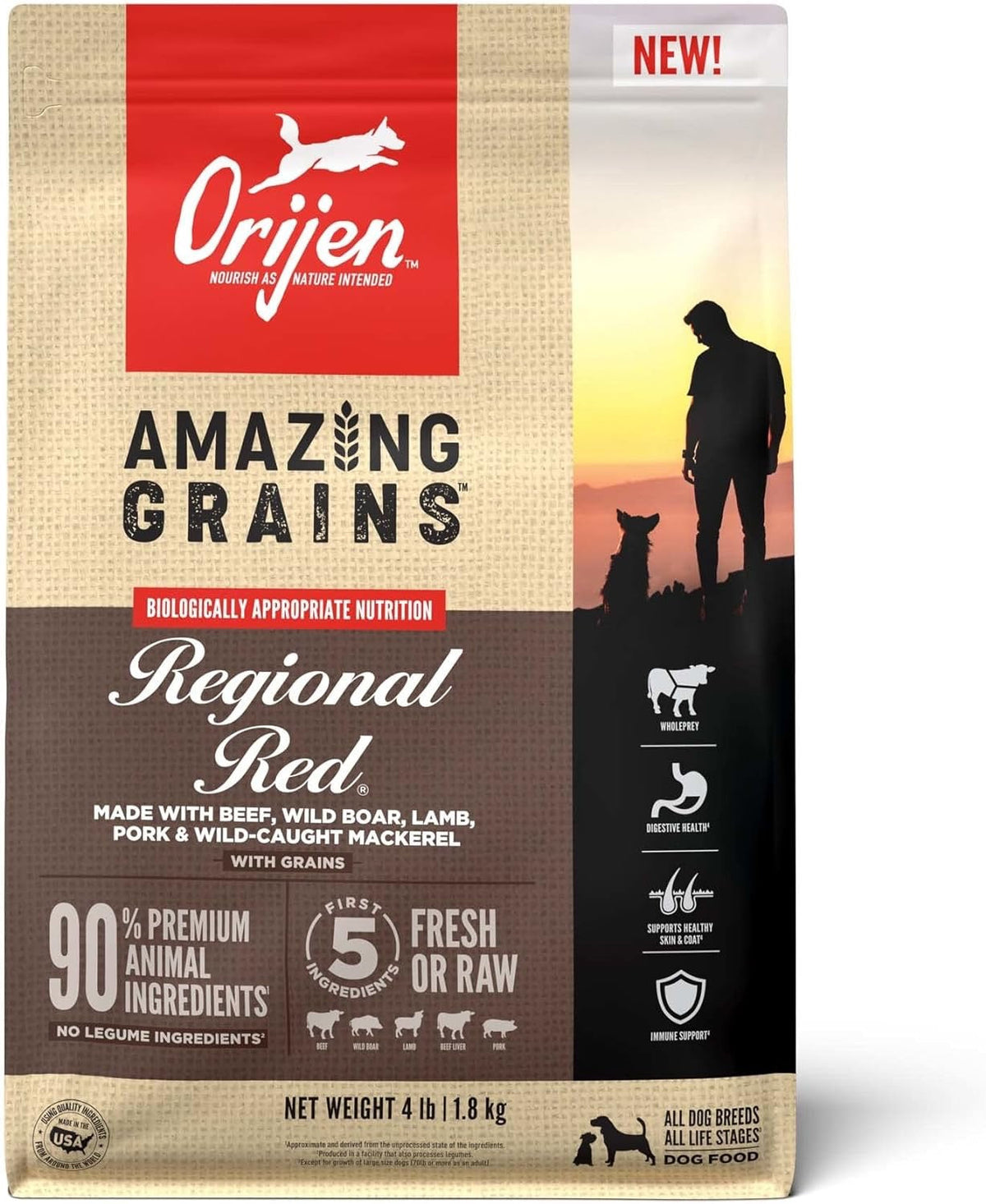 Orijen Amazing Grains Regional Red Dry Dog Food - American Bark Bliss