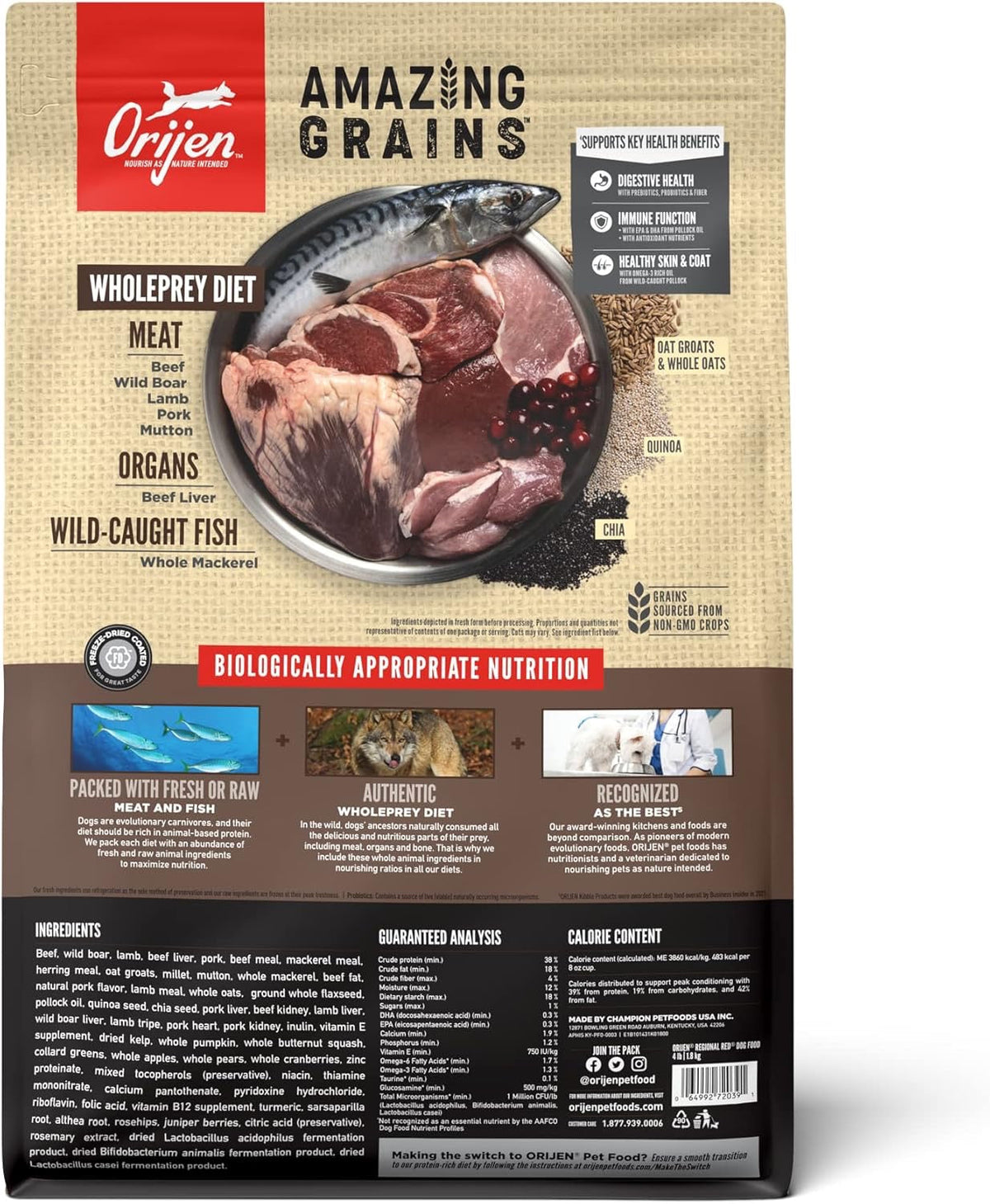 Orijen Amazing Grains Regional Red Dry Dog Food - American Bark Bliss