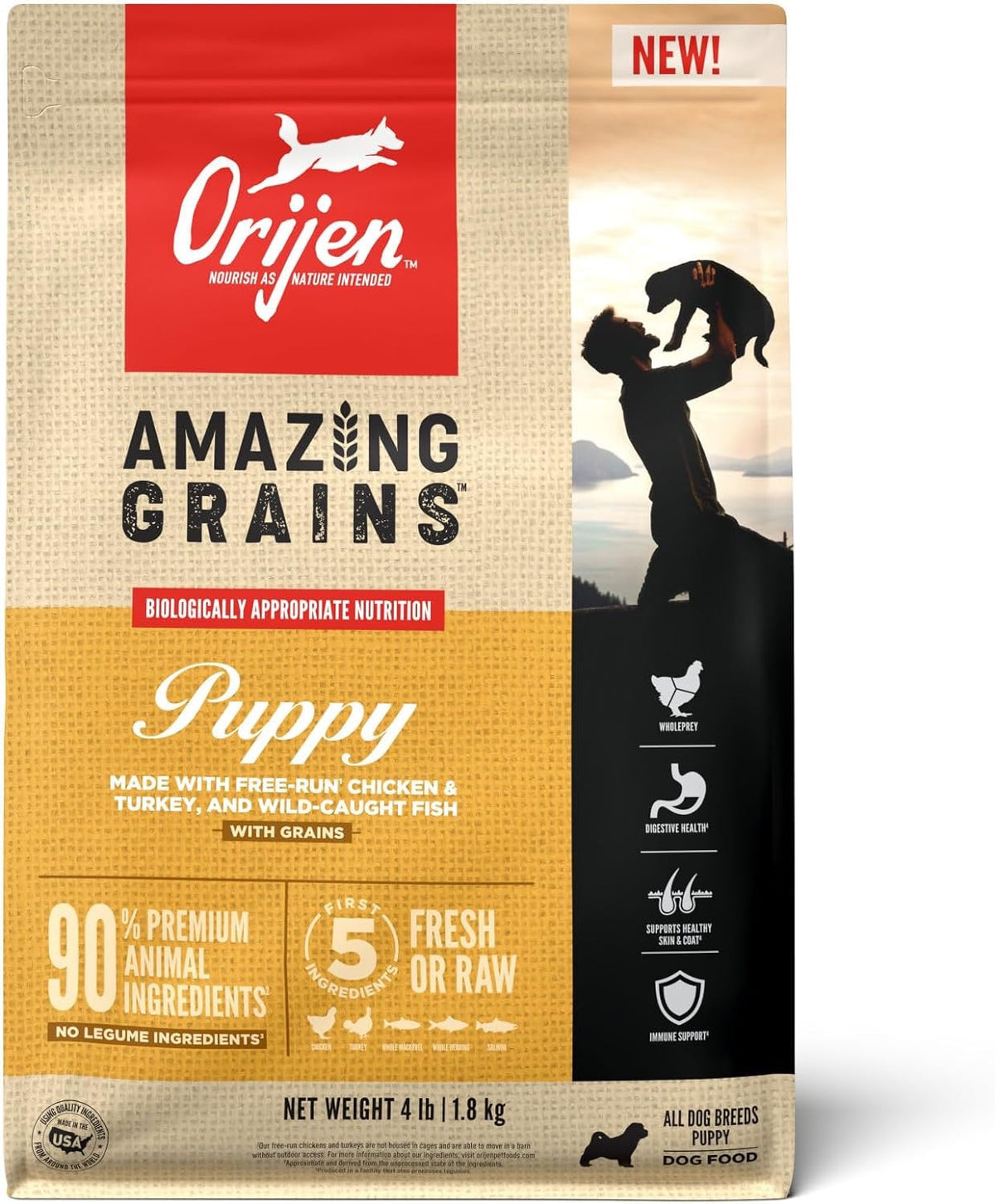 Orijen Amazing Grains Puppy Dry Dog Food - American Bark Bliss