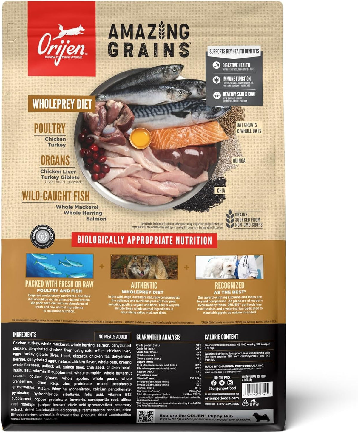 Orijen Amazing Grains Puppy Dry Dog Food - American Bark Bliss