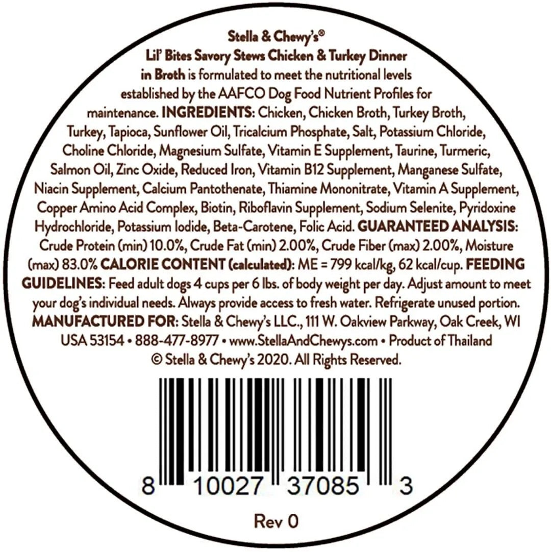 Stella & Chewy’s Lil Bites Stew Chicken & Turkey Dog Food (2.7oz) - American Bark Bliss