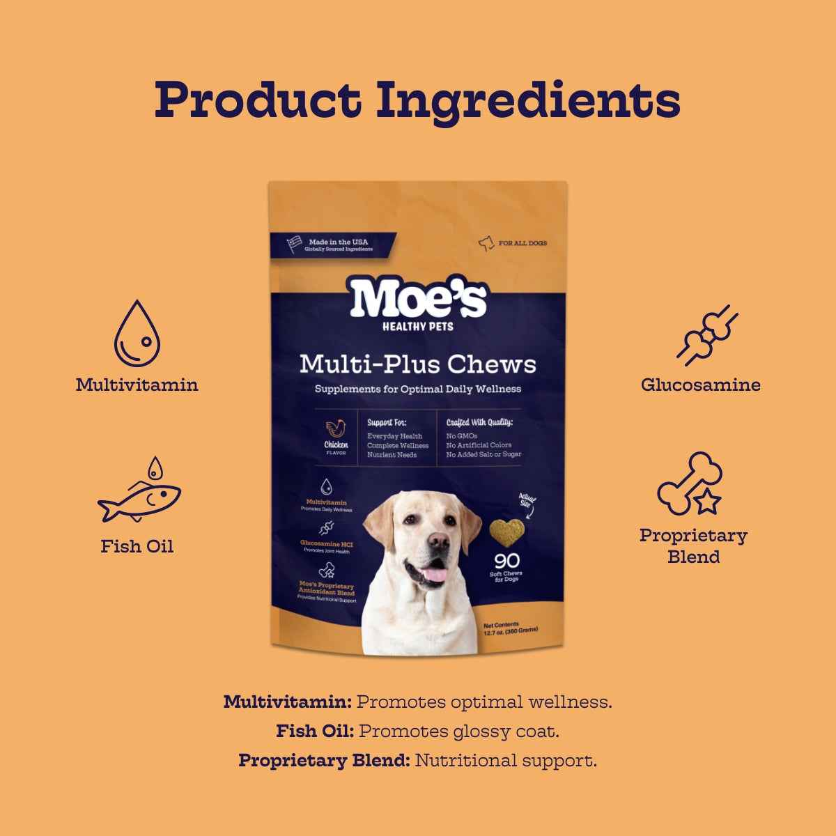 Dog Multivitamin Chews with Omega & Glucosamine - American Bark Bliss
