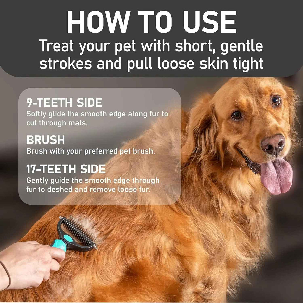 Maxpower Dual-Sided Pet Grooming Rake for Dogs & Cats