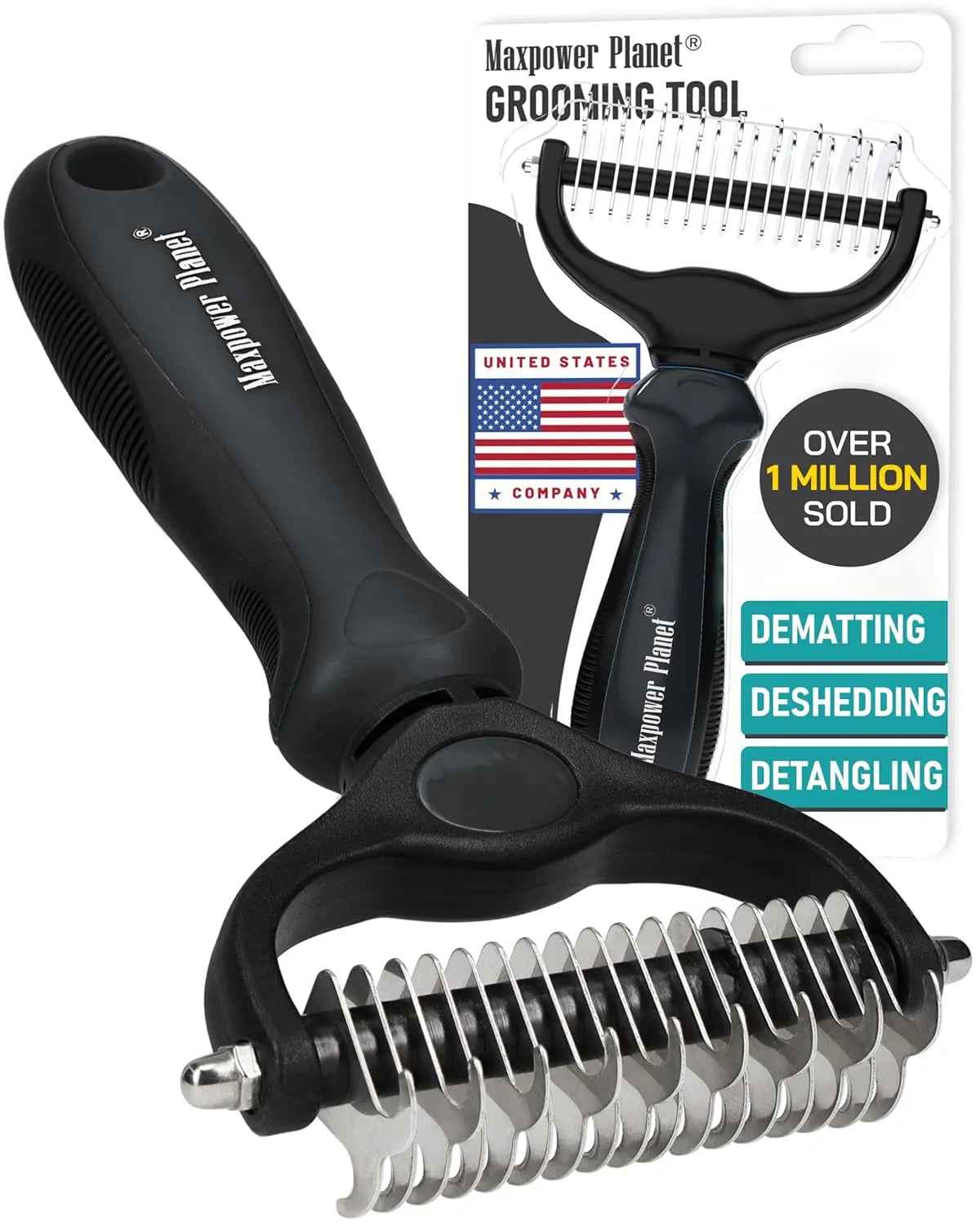 Maxpower Dual-Sided Pet Grooming Rake for Dogs & Cats