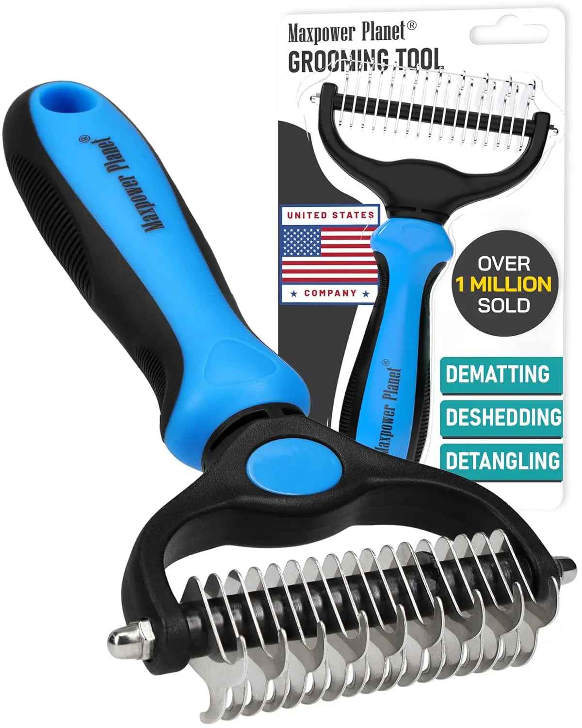 Maxpower Dual-Sided Pet Grooming Rake for Dogs & Cats