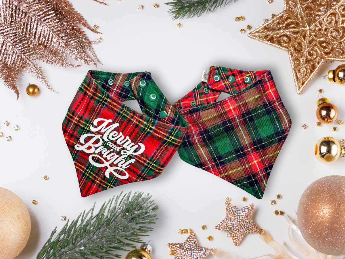 "Merry and Bright" Reversible Dog Bandana - American Bark Bliss