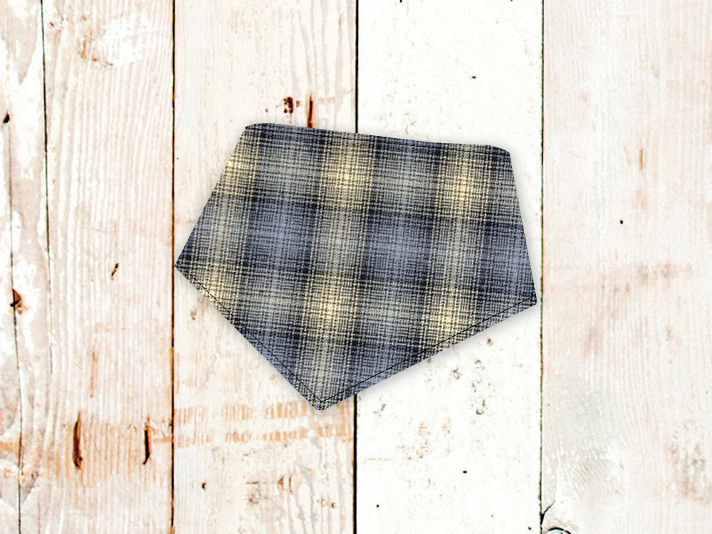 "Neutral Grey Plaid FLANNEL" Dog Bandana - American Bark Bliss