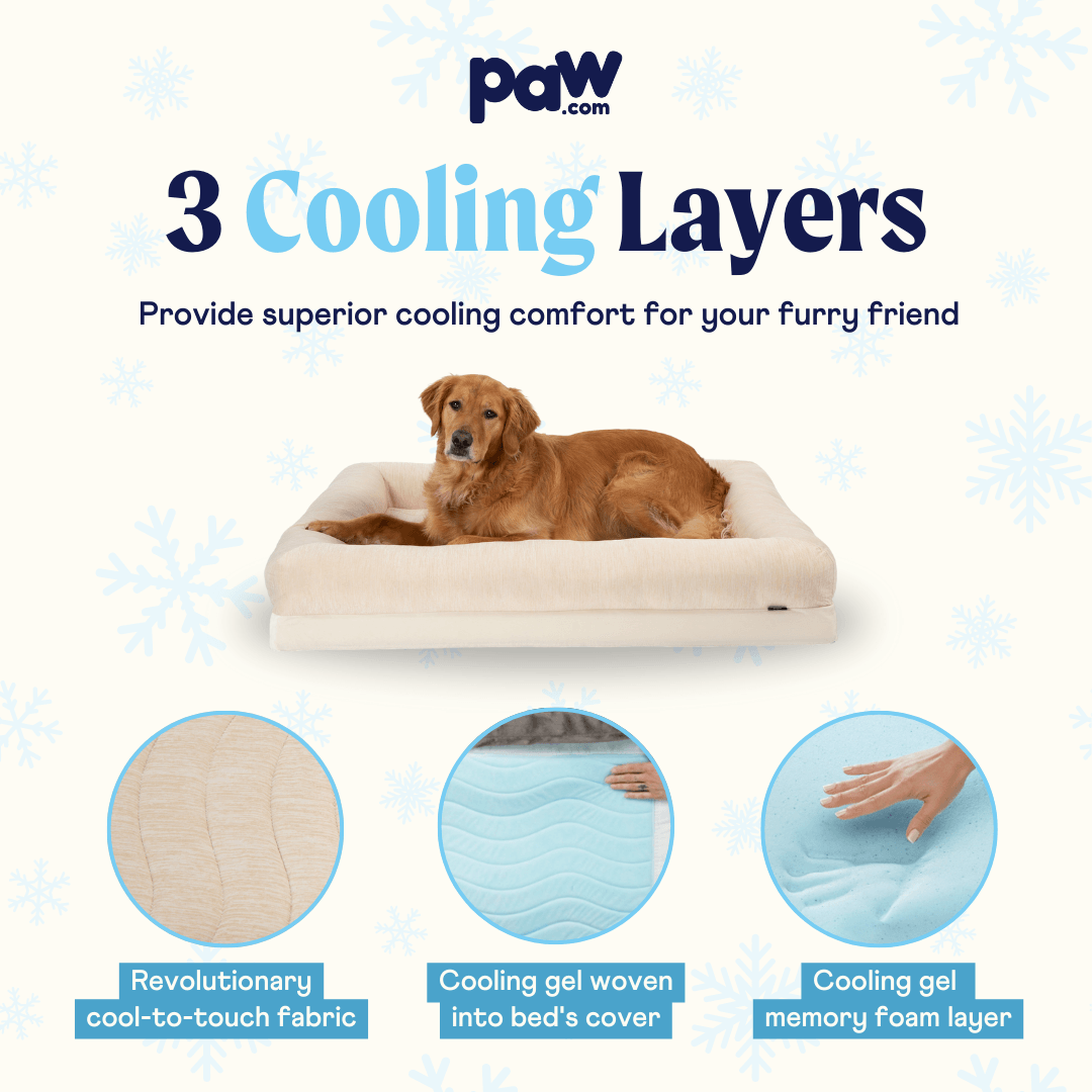 PupChill™ Cooling Dog Bed with 4 Bolsters - American Bark Bliss