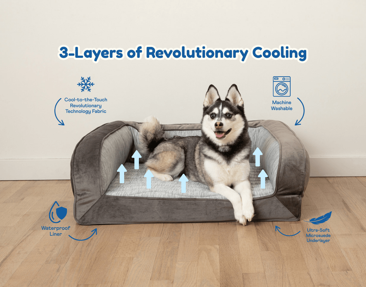 PupChill Cooling Bolster Bed for Dogs - American Bark Bliss