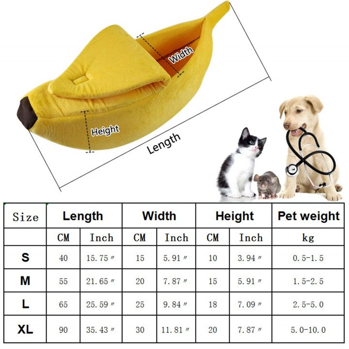 Banana Cat Dog Pet Bed for Pets - American Bark Bliss