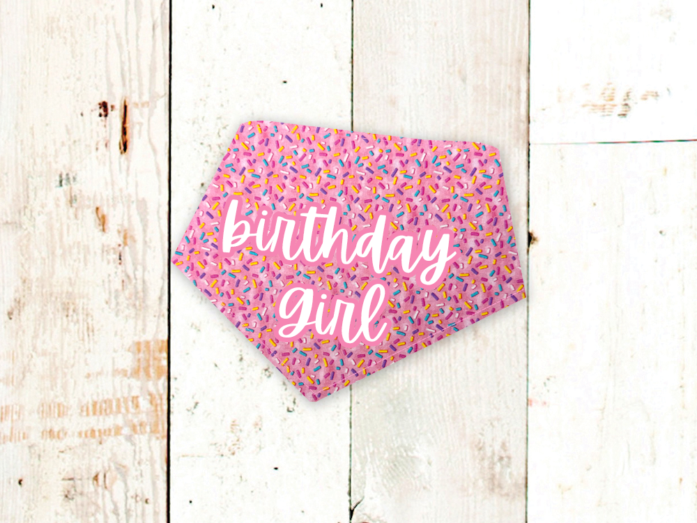 "Birthday Girl" Pink Sprinkles Dog Bandana - American Bark Bliss