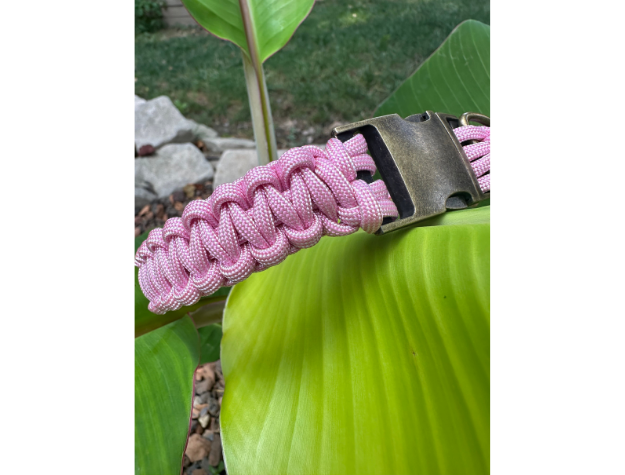 Cobra Braid in Pink & White Stripes - Handmade Dog Collar - American Bark Bliss