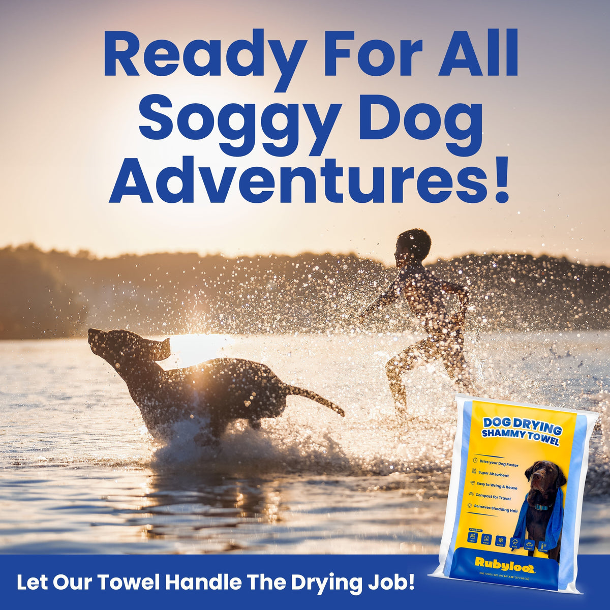 Quick Drying Dog Shammy Towel with Rapid Dry Tech - American Bark Bliss