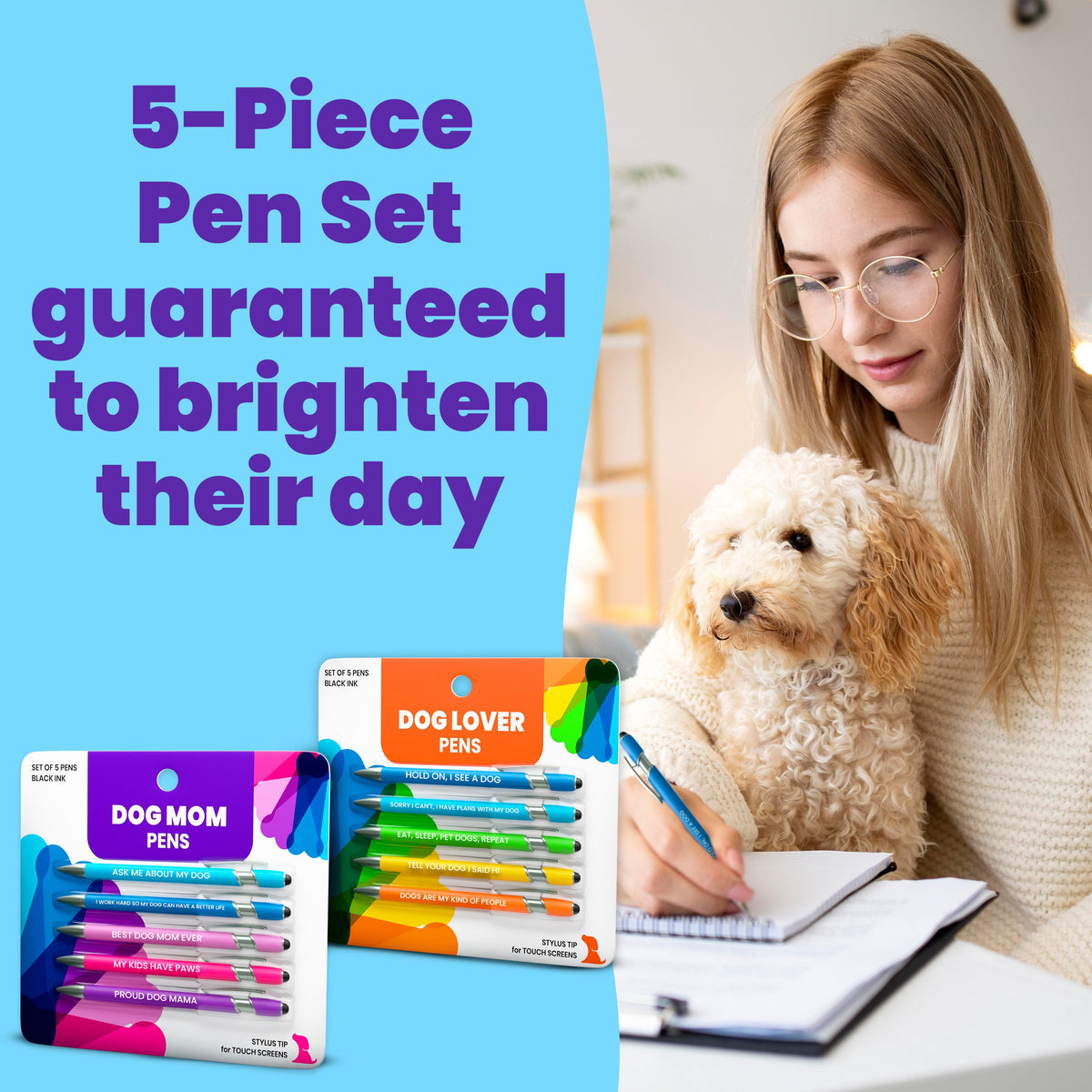 Dog-Themed Stylus Pen Set: 1 pc. Dog Lover & 1 pc. Dog Mom