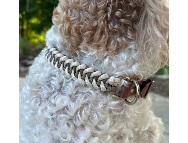 Fishtail Hand Braided Dog Collar in Tan & Cream - American Bark Bliss