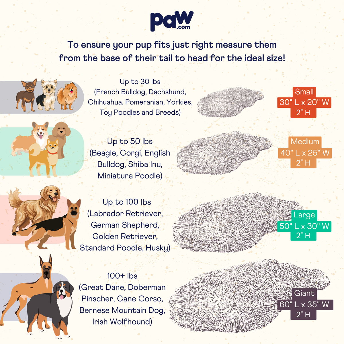 PupRug® Luxe Faux Fur Orthopedic Dog Bed -  Plush Sheep Tan