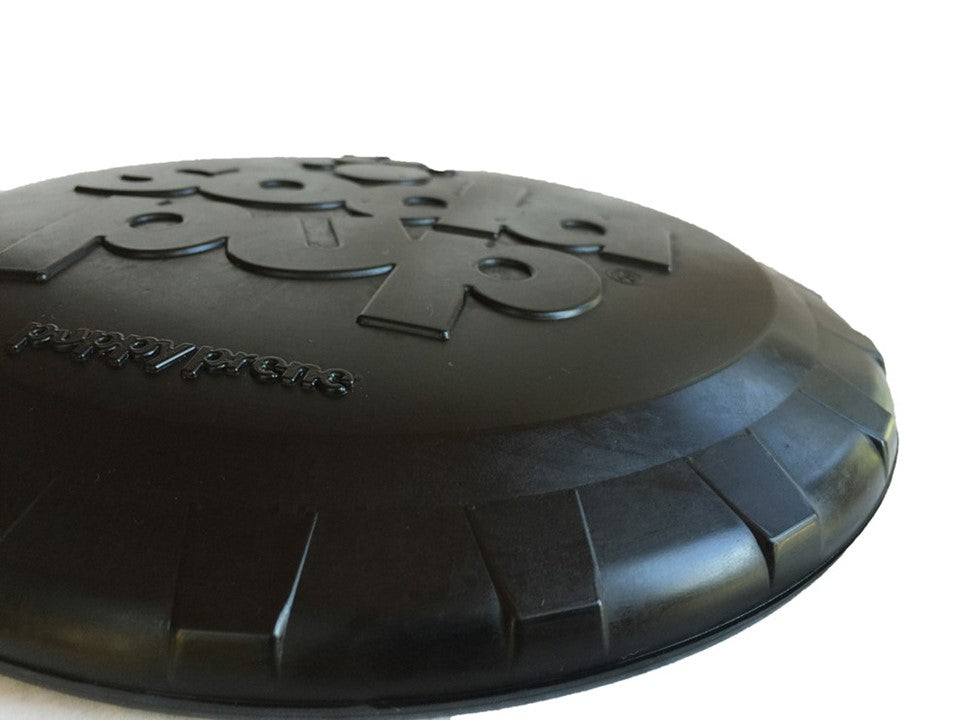 Magnum Bottle Top Flyer Ultra Durable Rubber Retrieving Frisbee - Large - Black - American Bark Bliss