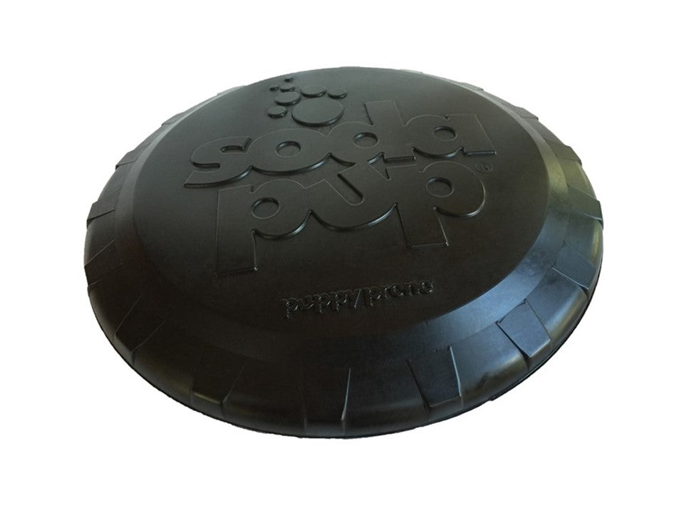 Magnum Bottle Top Flyer Ultra Durable Rubber Retrieving Frisbee - Large - Black - American Bark Bliss