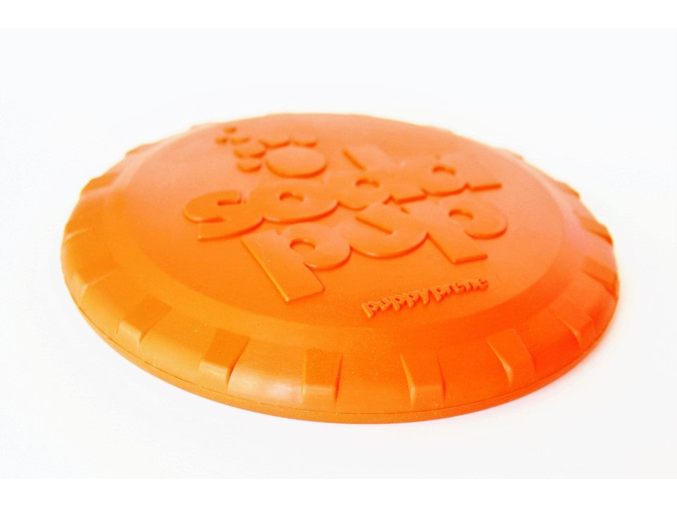 Bottle Top Flyer Durable Rubber Retrieving Frisbee - Orange - American Bark Bliss