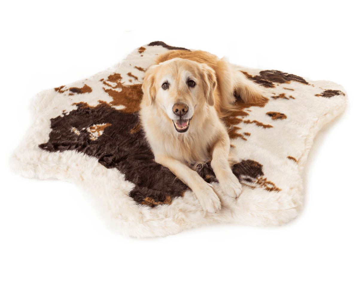 Memory Foam Dog Bed - PupRug® Faux Cowhide Style - American Bark Bliss
