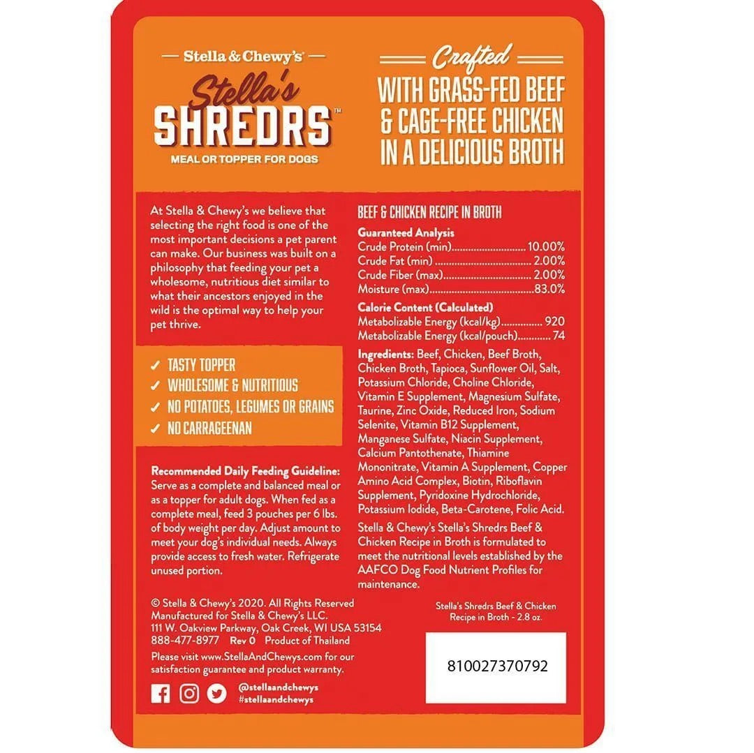 Stella & Chewy’s Shredrs Beef & Chicken Dog Food (2.8oz) - American Bark Bliss