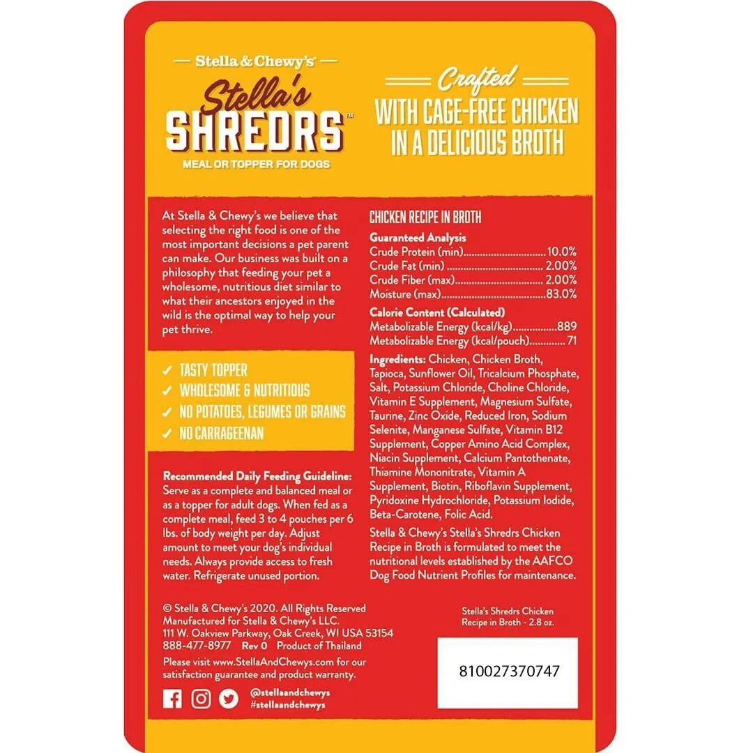 Stella & Chewy’s Shredrs Chicken Dog Food (2.8oz) - American Bark Bliss