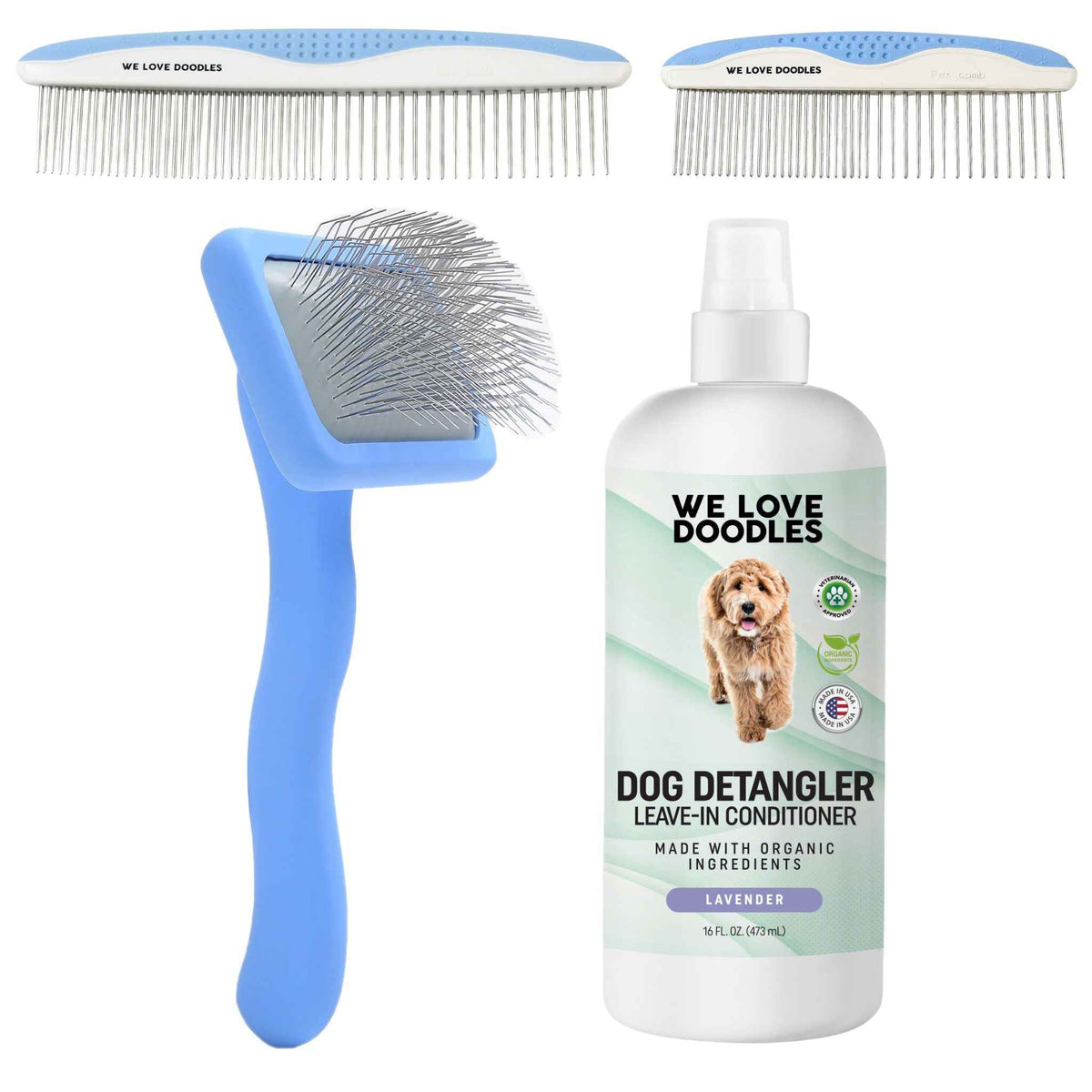Lavender Grooming Starter Pack (Brush, Combs & Detangler)