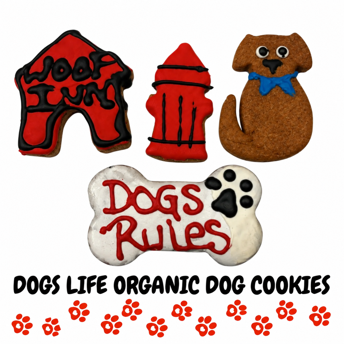 Dog Life Organic Dog Cookie Box | Handmade Decorated Dog Treats (Human-Grade, All-Natural)