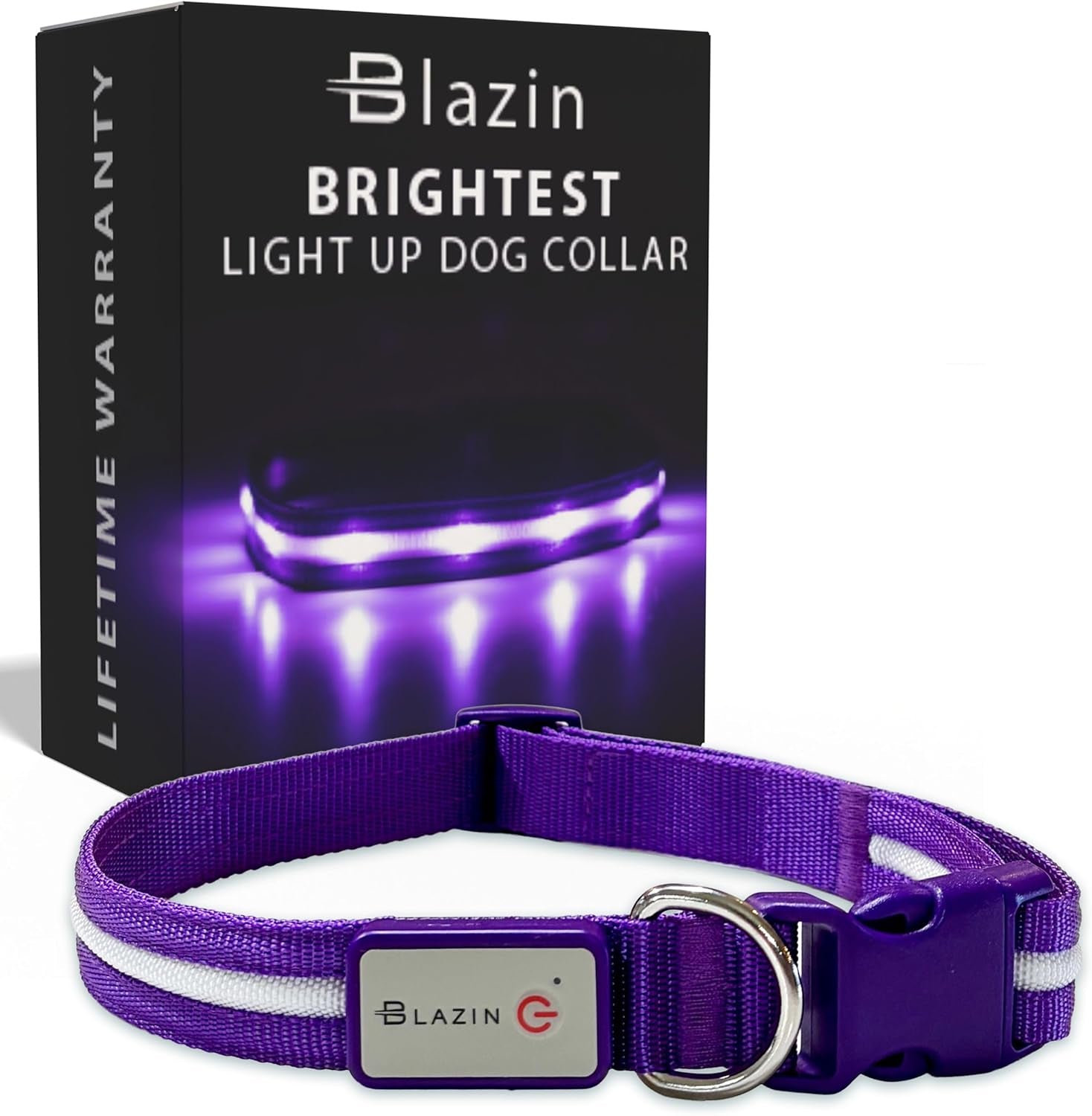 LED Dog Collar Rechargeable & Waterproof with 1,000 Feet - American Bark Bliss