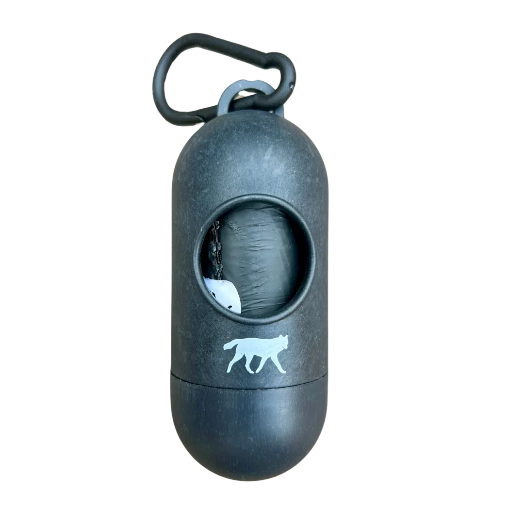 compostable plant-based dog poop bags + bamboo dispenser