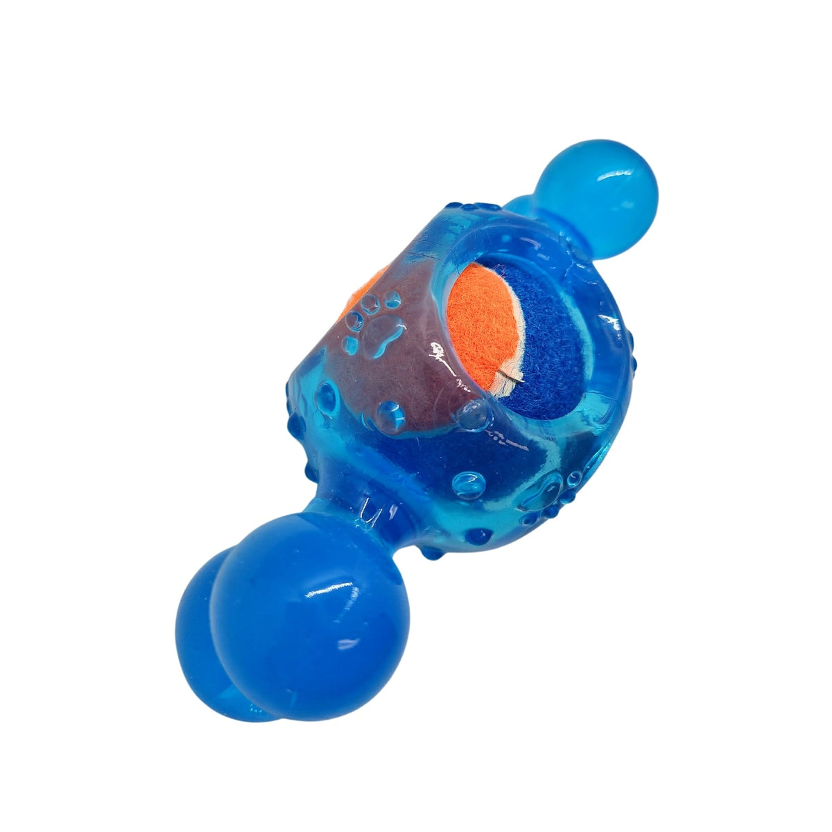 Blue TPR Dog Toy with Squeaky Tennis Ball